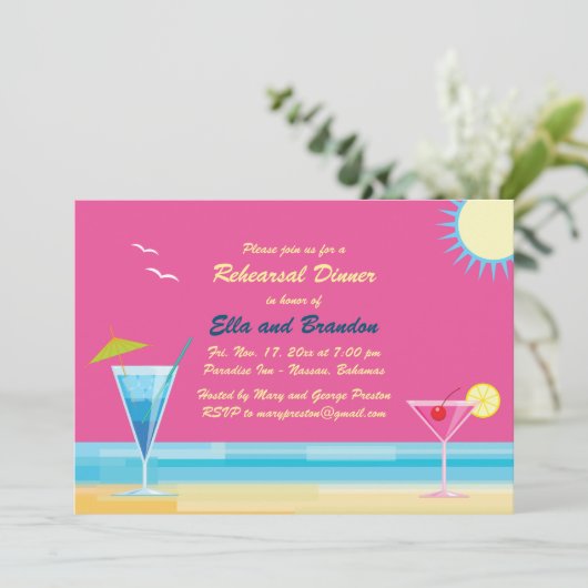 Summertime repetitie diner uitnodiging (Staand voorkant)