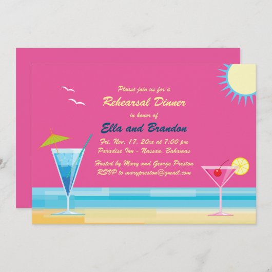 Summertime repetitie diner uitnodiging (Voorkant / Achterkant)