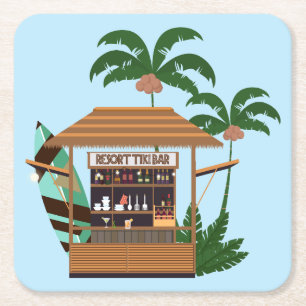 Summertime Resort Tiki Bar bij Beach Kartonnen Onderzetters