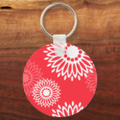 Summertime rode bloemen Sleutelhanger (Voorkant)
