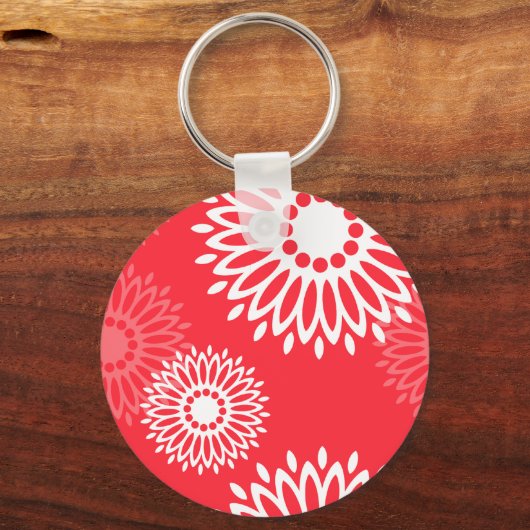 Summertime rode bloemen Sleutelhanger (Voorkant)