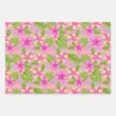 Summertime roze Tropische Flowers Lemons Limes Inpakpapier Vel (Voorkant)