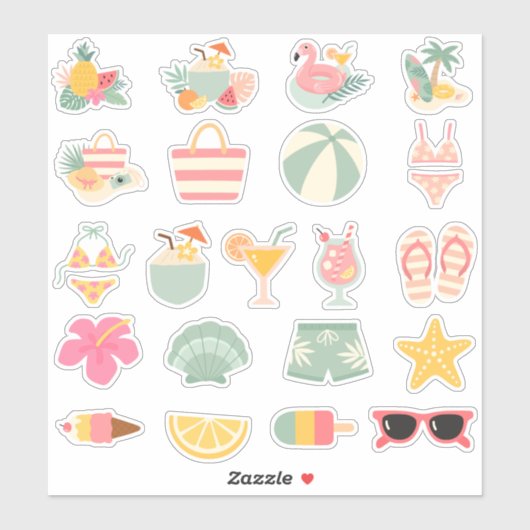Summertime Splendor- Strand en Zomer geïnspireerd Sticker (Vel)