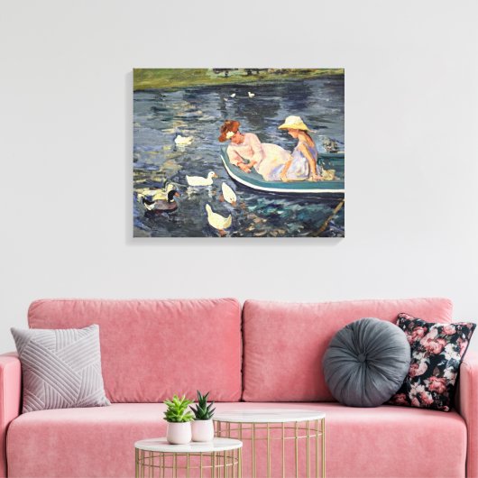 Summertime Twee | Mary Cassatt Canvas Afdruk (Insitu (Woonkamer))