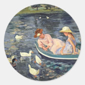 Summertime Twee | Mary Cassatt Ronde Sticker (Voorkant)
