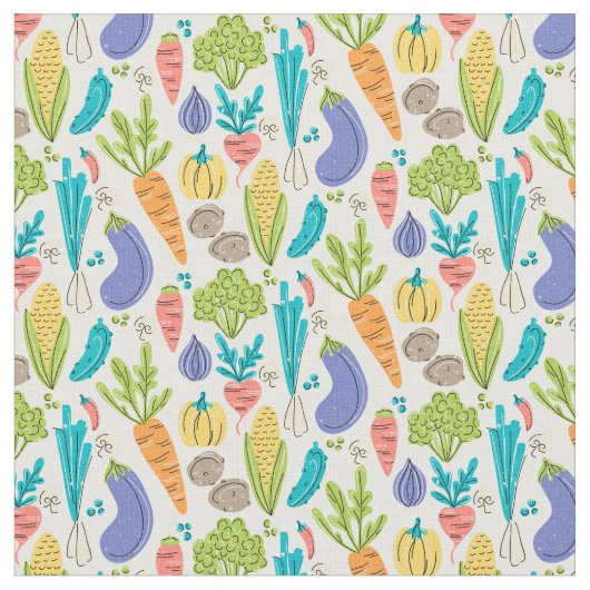 Summertime vegetable Pattern Stof (Close Up)