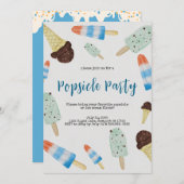 Summertime Watercolor Popsicle Party Invitation Kaart (Voorkant / Achterkant)