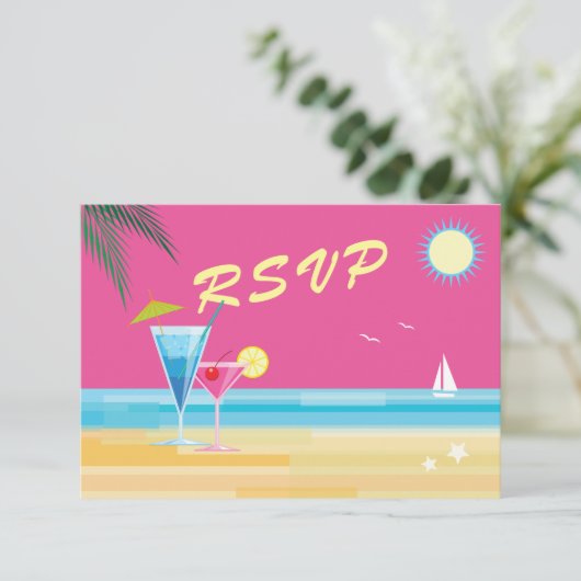 Summertime Wedding RSVP Kaartje (Staand voorkant)