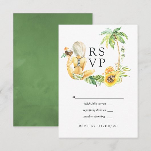 Summertime Wedding RSVP Kaartje (Voorkant / Achterkant)