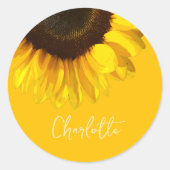 Summertime Yellow Sunflower  naam Ronde Sticker (Voorkant)