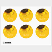 Summertime Yellow Sunflower  naam Ronde Sticker (Vel)