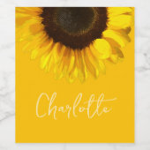 Summertime Yellow Sunflower  naam Wijn Etiket (Enkel label)