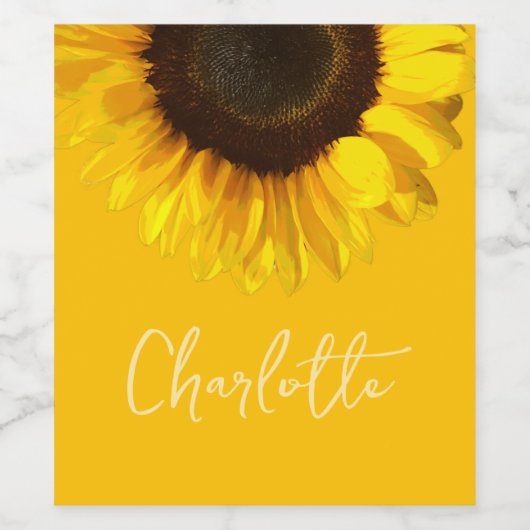 Summertime Yellow Sunflower  naam Wijn Etiket (Enkel label)