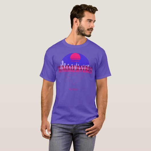 SUMMERVIBES INHE CITY RETRO DESIGN retro T-shirt (Voorkant volledig)