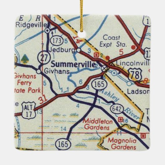 Summerville SC  map Keramisch Ornament (Achterkant)