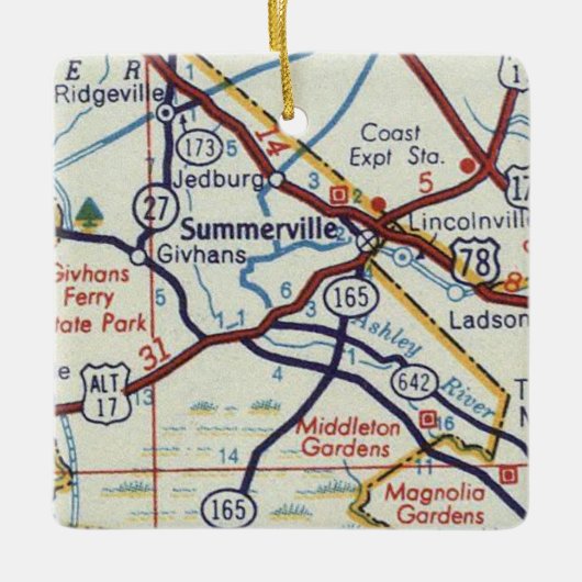 Summerville SC  map Keramisch Ornament (Voorkant)