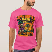 SummerWeen Bash 2025 Skeleton Beach Party Hallowee T-shirt (Voorkant)