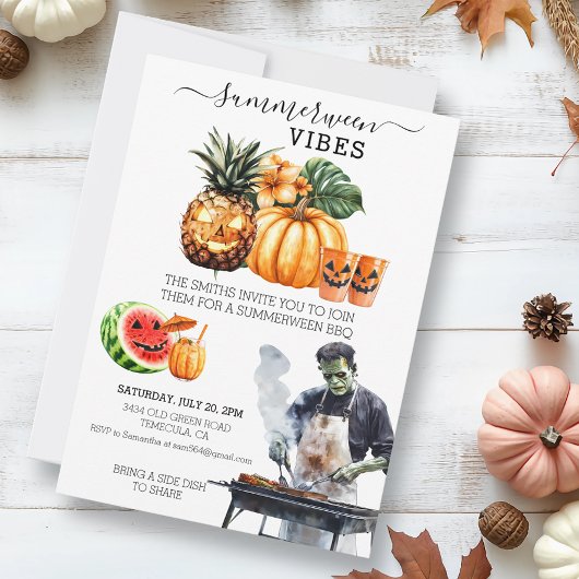 Summerween BBQ-feest Zomer zwembadfeest Kaart