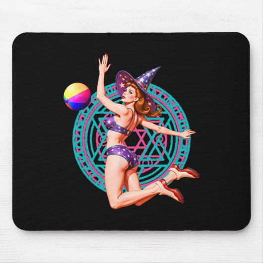 Summerween Beach Ll Pin-up Y Witch Halloween Magic Muismat (Voorkant)