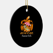 Summerween Beach Pompoen Skelet Grappig Halloween Keramisch Ornament (Rechts)