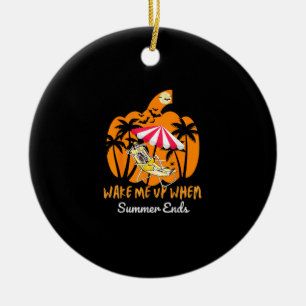 Summerween Beach Pompoen Skelet Grappig Halloween Keramisch Ornament