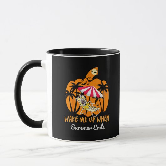 Summerween Beach Pompoen Skelet Grappig Halloween Mok (Links)