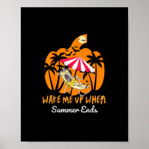 Summerween Beach Pompoen Skelet Grappig Halloween Poster