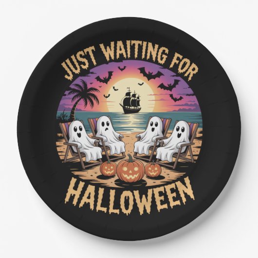 Summerween Beach Spooky Papieren Bordje (Voorkant)