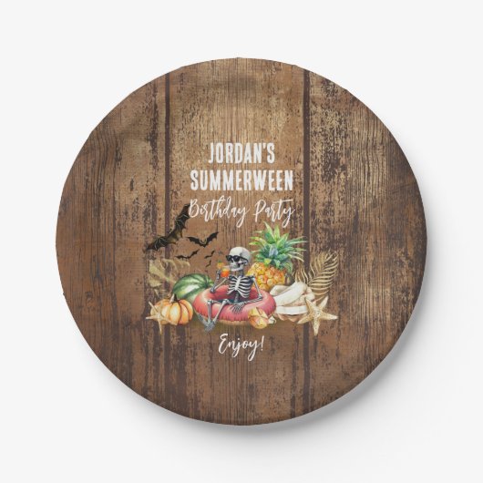 Summerween Birthday Party Papieren Bordje (Voorkant)