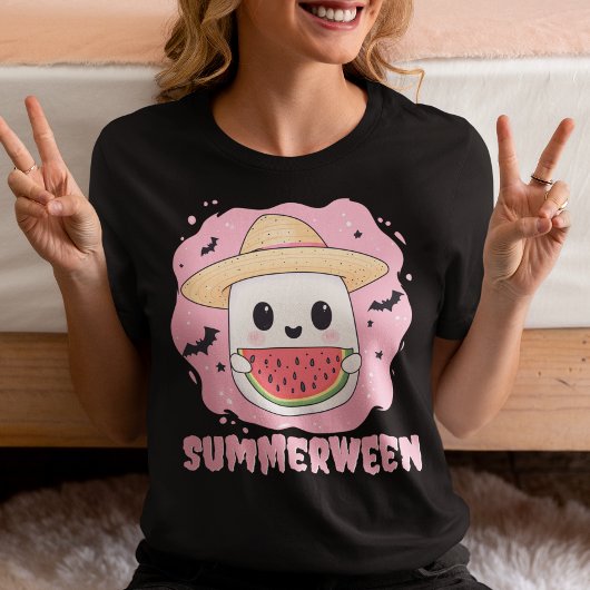 Summerween Cute Ghost Watermelon Summer Tri-Blend Shirt