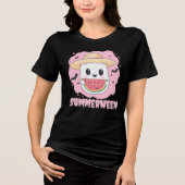 Summerween Cute Ghost Watermelon Summer Tri-Blend Shirt (Voorkant)