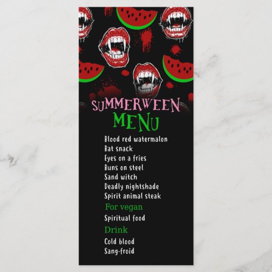 Summerween Feest Grappige Vampier Menu (Voorkant)