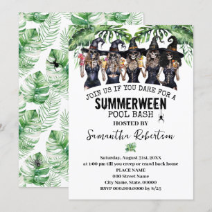 Summerween Feest Heksen Meisjes Pool Bash Kaart