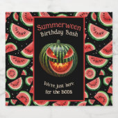 Summerween Feest Watermeloen Jack o Lantern Grieze Bier Etiket (Enkel label)