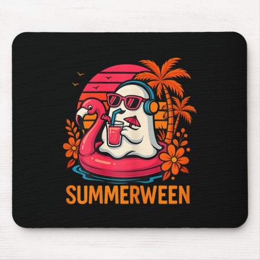 Summerween Funny Ghost Halloween Summer Flamingo B Muismat (Voorkant)