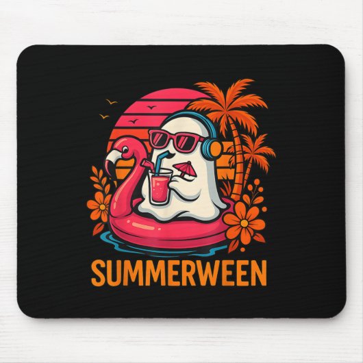 Summerween Funny Ghost Halloween Summer Flamingo B Muismat (Voorkant)