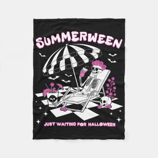 Summerween gewoon wachten tot Halloween Skelet Bea Fleece Deken (Voorkant)