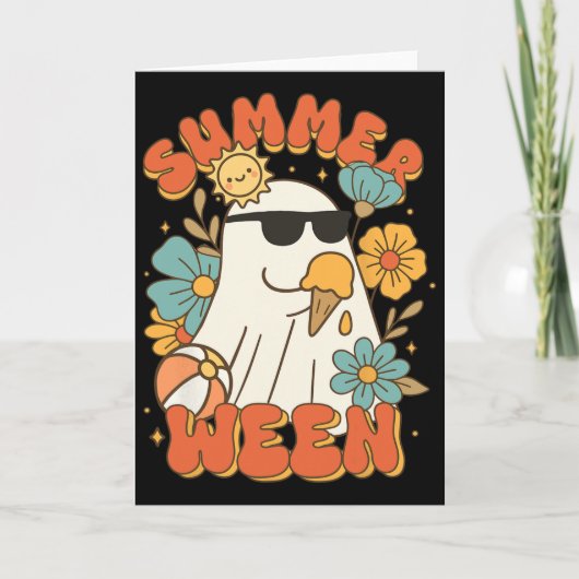 Summerween Ghost Ice Cream Schattige Funny Hallowe Kaart (Voorkant)