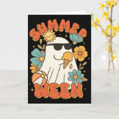 Summerween Ghost Ice Cream Schattige Funny Hallowe Kaart (Gele Bloem)