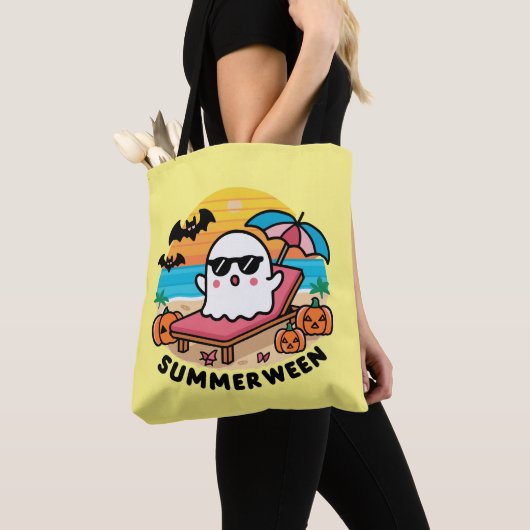 Summerween - ghost on sunbed tote bag (Dichtbij)