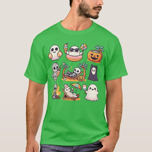 Summerween Ghost Pumpkin Summer Halloween Spooky S T-shirt (Voorkant)