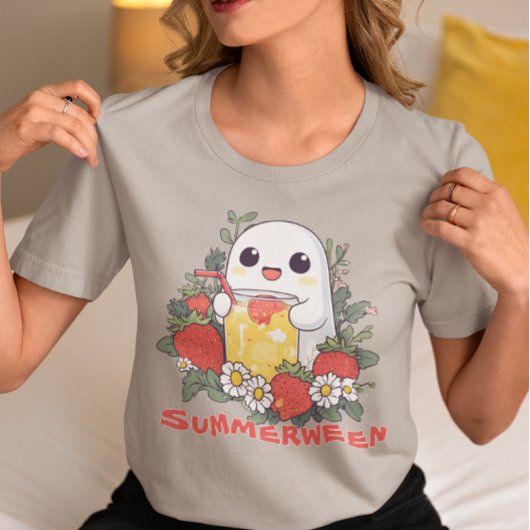 Summerween Ghost with Strawberries  Tri-Blend Shirt