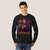 Summerween Ghostface Pompoen Strand T-shirt (Voorkant volledig)