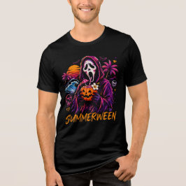 Summerween Ghostface Pompoen Strand Tri-Blend Shirt