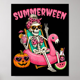 Summerween Grappig Meisje Skelet Coquette Luipaard Poster