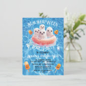 SummerWeen Halloween Zwembad Verjaardagsfeest Ghos Kaart (Staand voorkant)