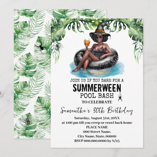 Summerween Heks Tropische Verjaardagsfeest Kaart (Voorkant / Achterkant)