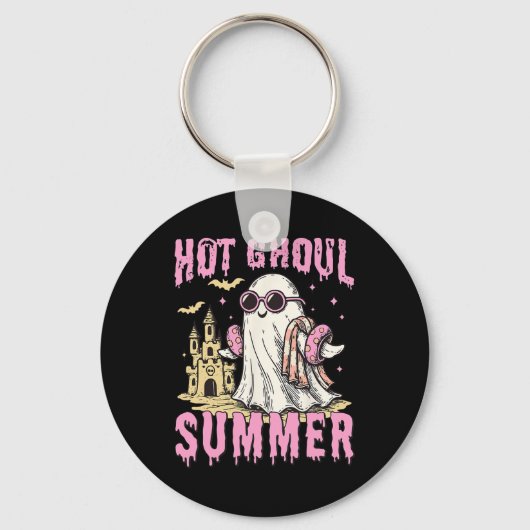 Summerween Hot Ghoul Summer Funny Schattige Ghost Sleutelhanger (Voorkant)