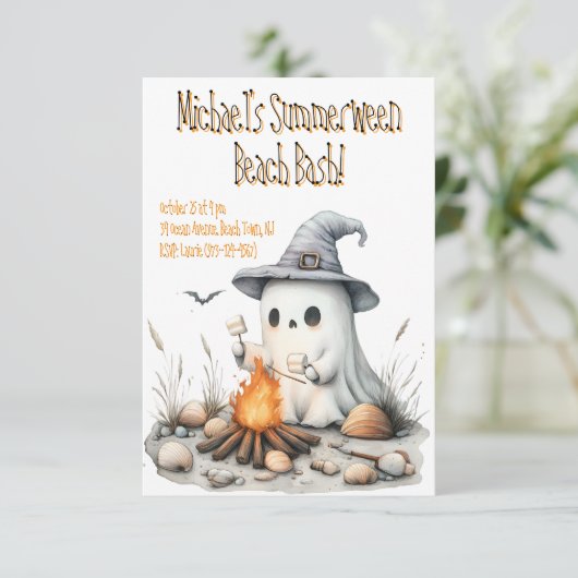 Summerween Kinder Beach Party Invitation Kaart (Staand voorkant)