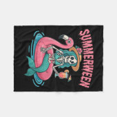 Summerween Mermaid Skeleton Beach Flamingo Hallowe Fleece Deken (Voorkant (Horizontaal))
